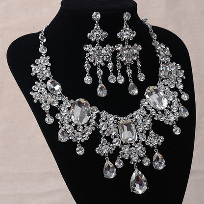 Exquisite Necklace Earrings Three Piece Set & Suitable