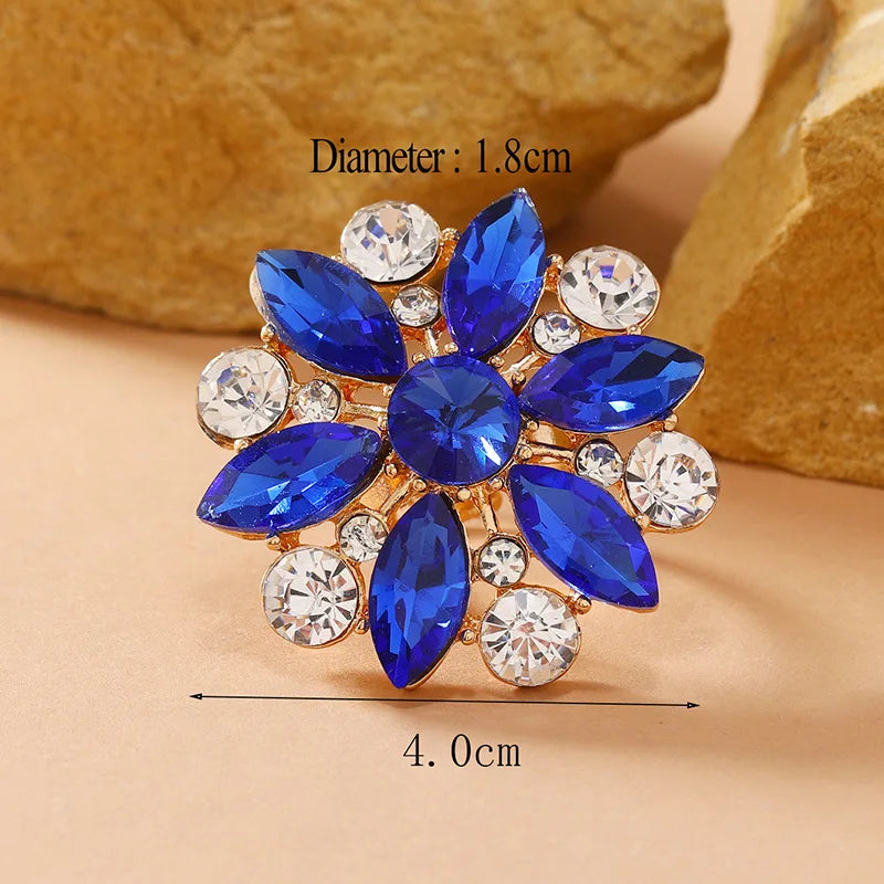 Elegant Blue Green AB Color Crystal Flower Midi Finger Rings for Women Girl Wedding Engagement Party Jewelry Gift Anillos