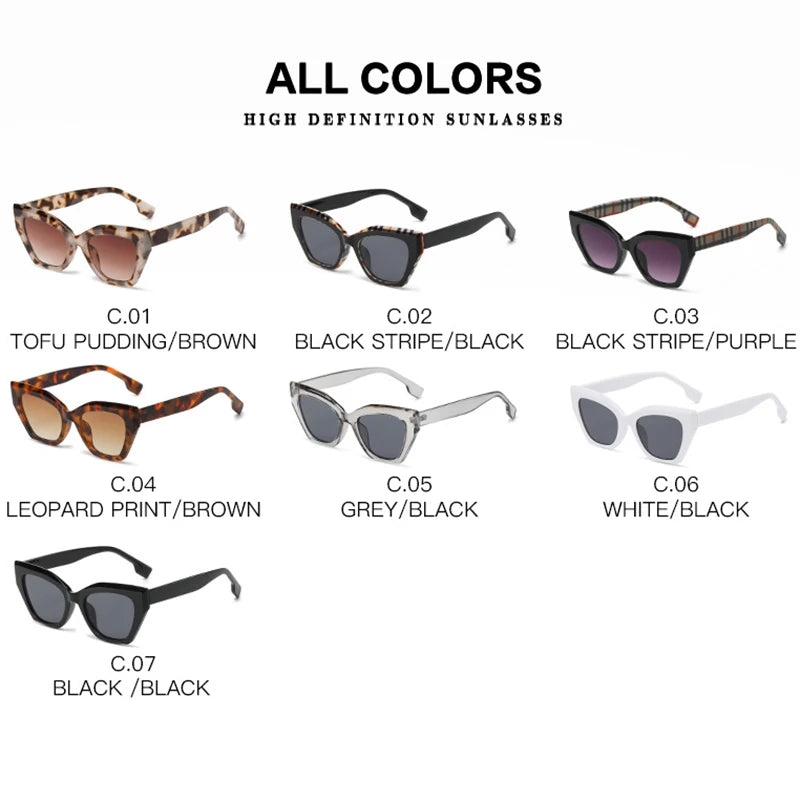 Luxury Brand Designer Cat Eye Sunglasses Women For Men Vintage Fashion Sun Glasses Trending Punk Classic Stripe Sexy Lady Shades