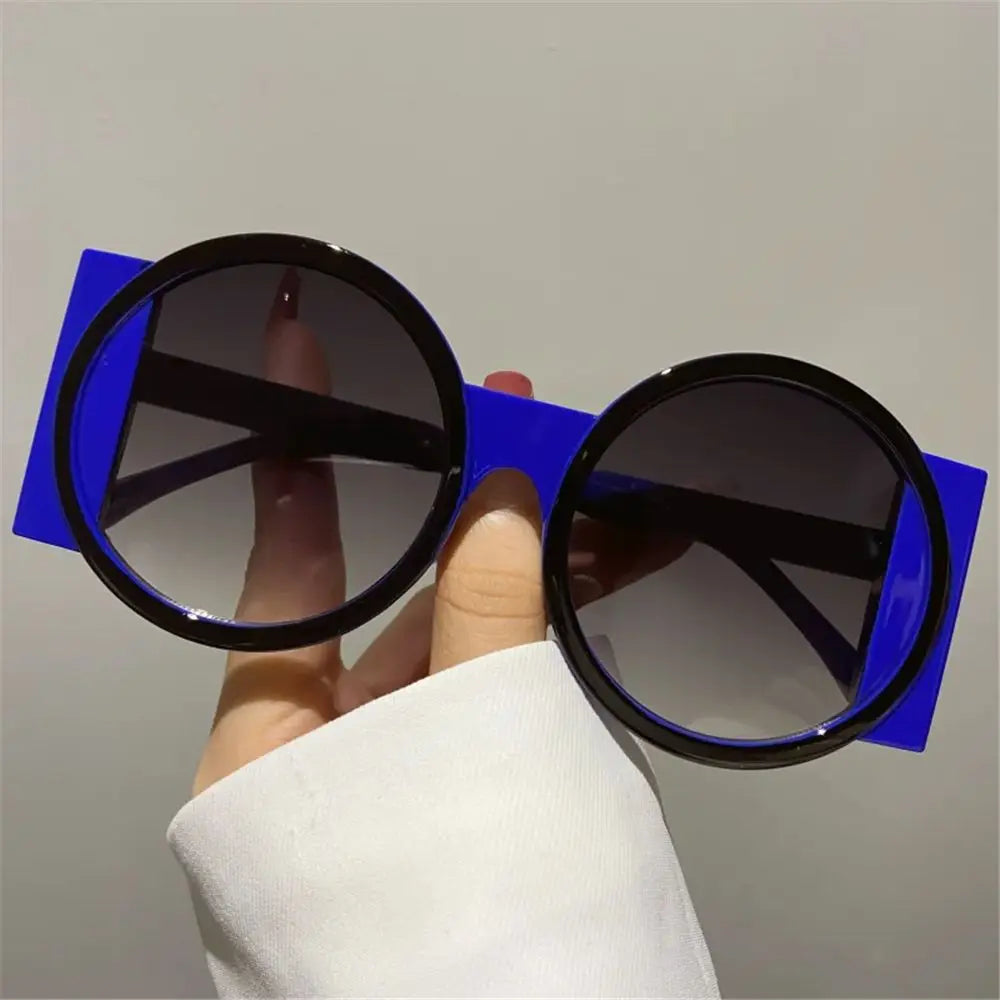 Fashion Oversized Round Sunglasses Women Contrast Color Shades UV400 Retro Unique Men Trending Gradient