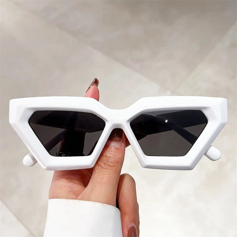 Fashion Vintage Rhombus Cat Eye Sunglasses Women For Men Trend Sun Glasses Punk Luxury Brand Designer Big Frame Eyeglasses UV400