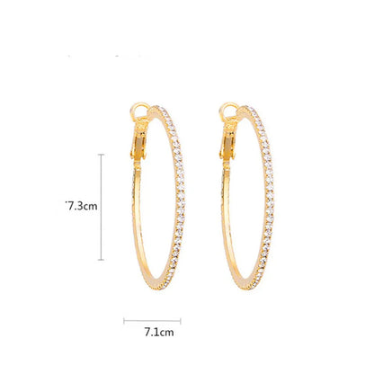 Big Round Crystal Hoop Earrings for Women Bijoux Geometric Rhinestone Earrings Statement Jewelry