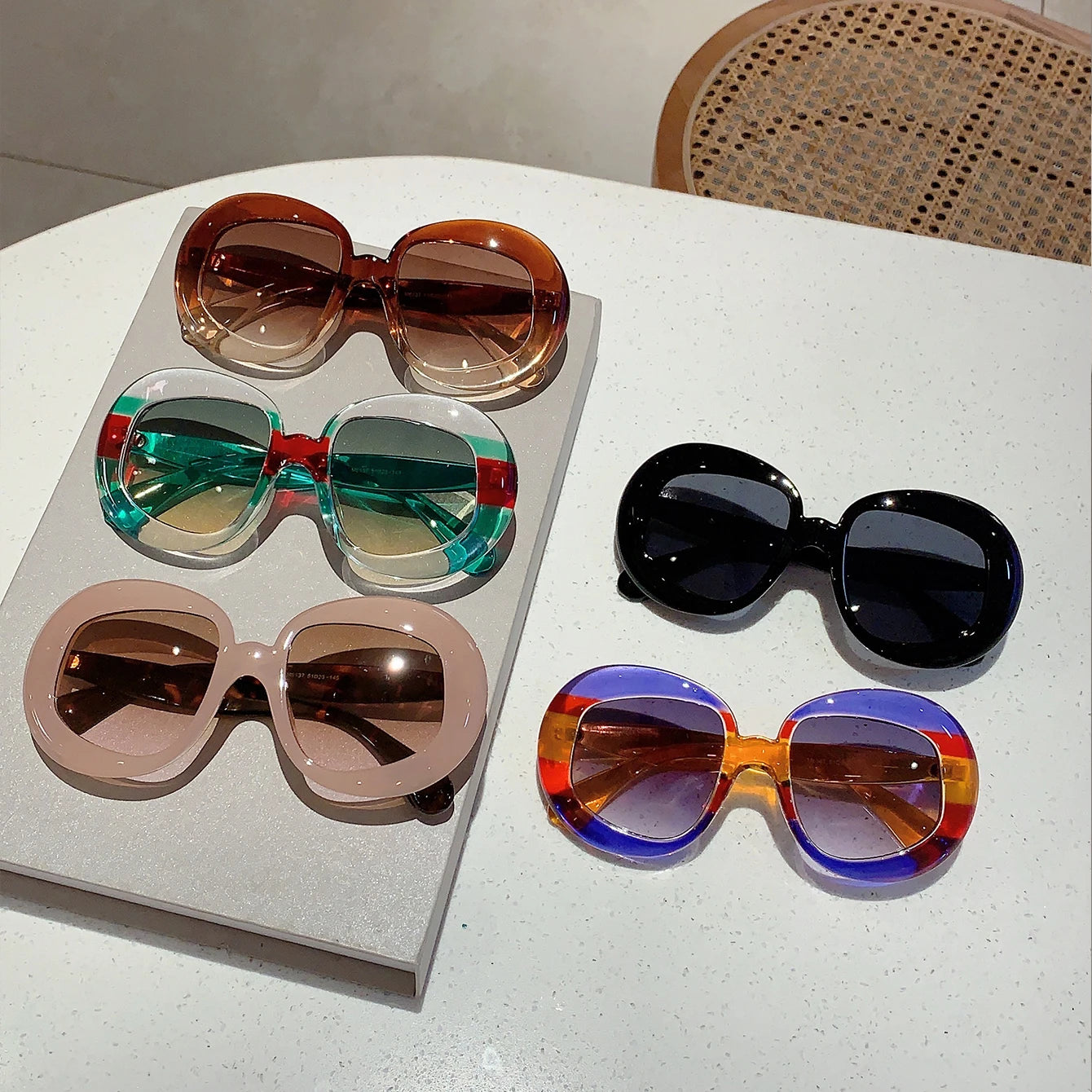 Oversized Candy Stripe Fashion Sunglasses