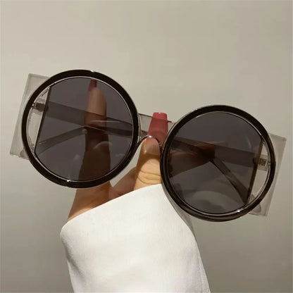 Fashion Oversized Round Sunglasses Women Contrast Color Shades UV400 Retro Unique Men Trending Gradient