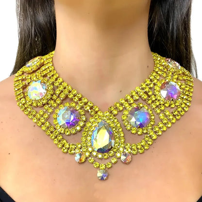 Yellow Jewelry Necklace Earrings Bracelet Set