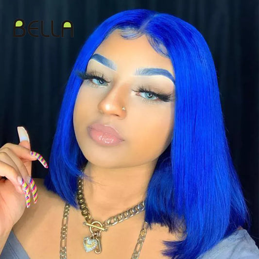 Bella Blue Bob Lace Wig Synthetic Lace Wigs For Female High Quality