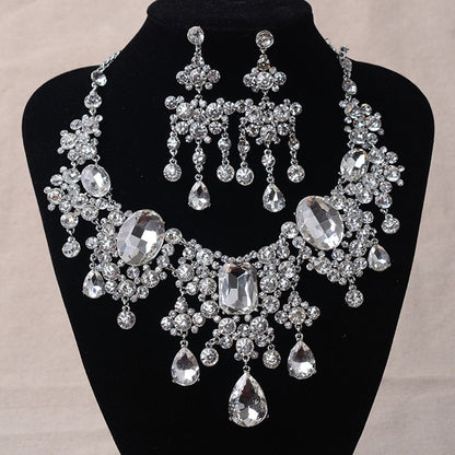 Exquisite Necklace Earrings Three Piece Set & Suitable