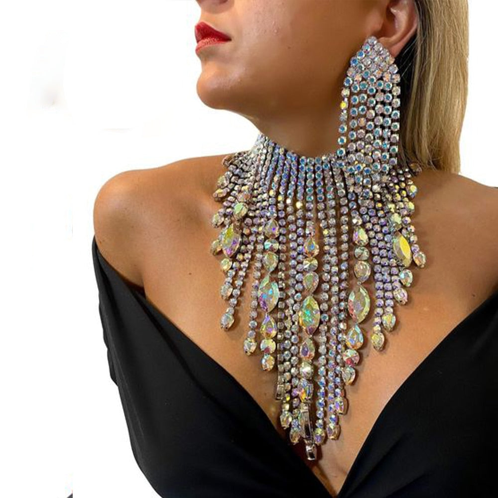 Exaggerated Tassel Necklace Set Earring Geometric Jewelry Set Accessories