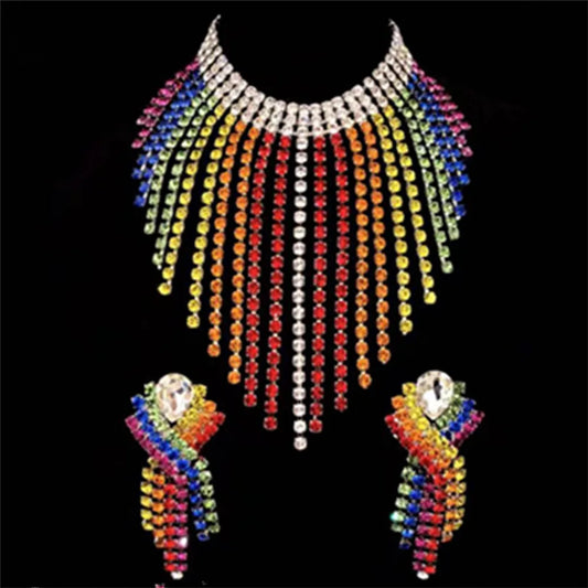 Luxury Crystal Mixed Color Geometric Tassel