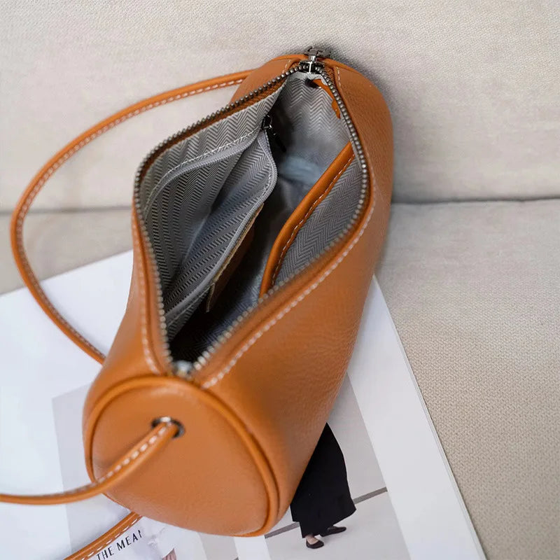 Bucket Bag for Women Luxurious Design Genuine Leather Hand Shoulder Bag Zipper Closure Crossbody Bag Coin Purse 2024 Fashion