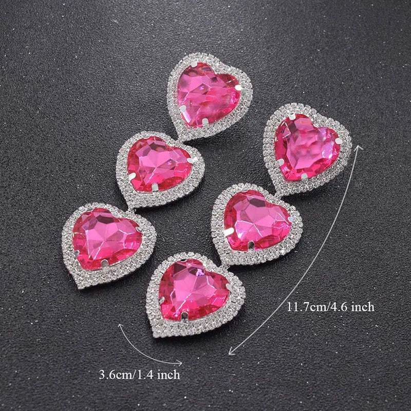 Vintage Sweet Three Heart Shaped Pendant Clip On Earrings