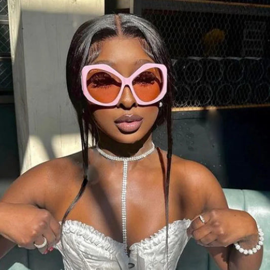 New Y2K Fashion Oversized Pink Cat Eye Sunglasses Women Men Brand Vintage Punk Butterfly Sun Glasses Female Big Shades Oculos