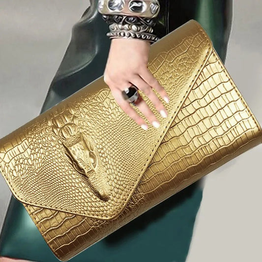 Luxury Crocodile Bags Women Leather Chain Crossbody Bags Clutch