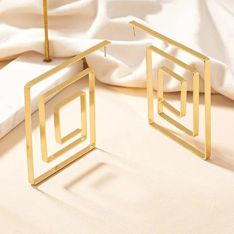 Exaggerated Geometric Quadrilateral Earrings