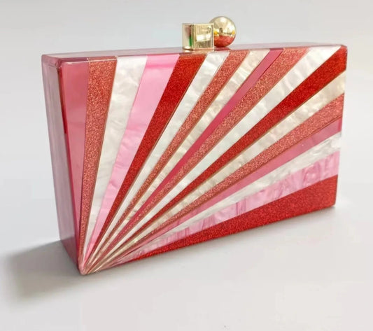Red And Glitter Fashion Acrylic Clutch