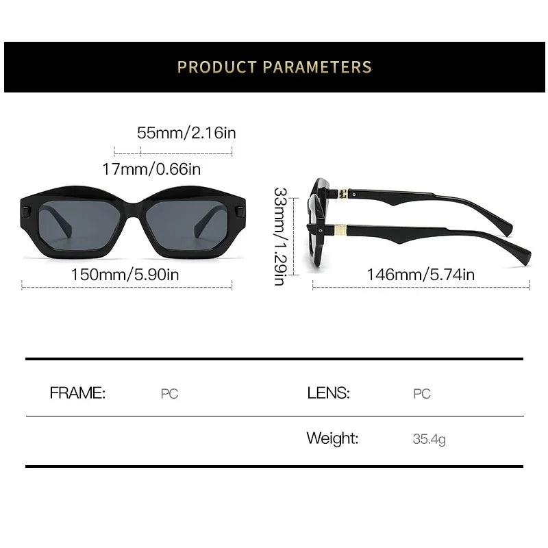 Unique Irregular Square Sunglasses Women Double Color Shades Retro Brand Designe Men Trending Rivets Gradient Sun Glasses UV400