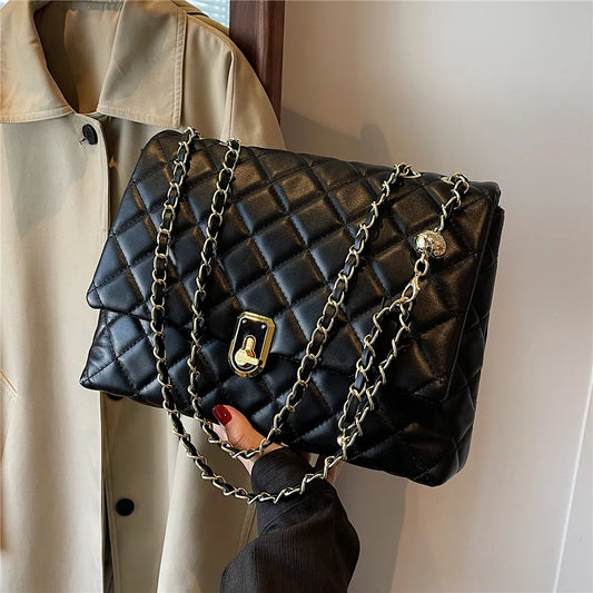 Quilted Leather Double Chain Shoulder Bags