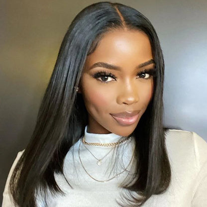 Bob Wig Brazilian Hair Lace Front Human Hair Short Bob Wig Pre Plucked Natural Color 4x4 Lace Part Lace Wigs For Women