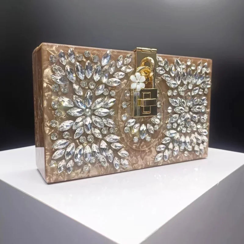 Diamond Acrylic Clutch Chain Bag