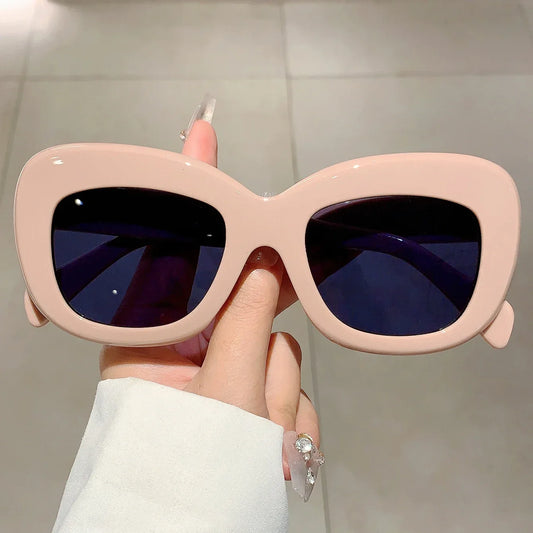 KAMMPT Vintage Cat Eye Sunglass Trendy Oversized Square Women Shades New Fashion Brand Design Candy Color UV400 Outdoor Eyewear