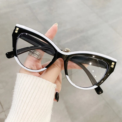 Anti Blue Light Optical Cat Eye Glasses Women Vintage Brand Designer Myopia Prescription Sexy Ladies Rivet Eye Glasses Frame