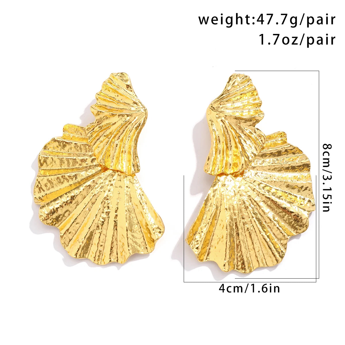 Exaggerated Large Wrinkled Leaves Earrings