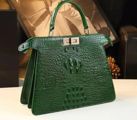 Genuine Leather Handbags Alligator Print