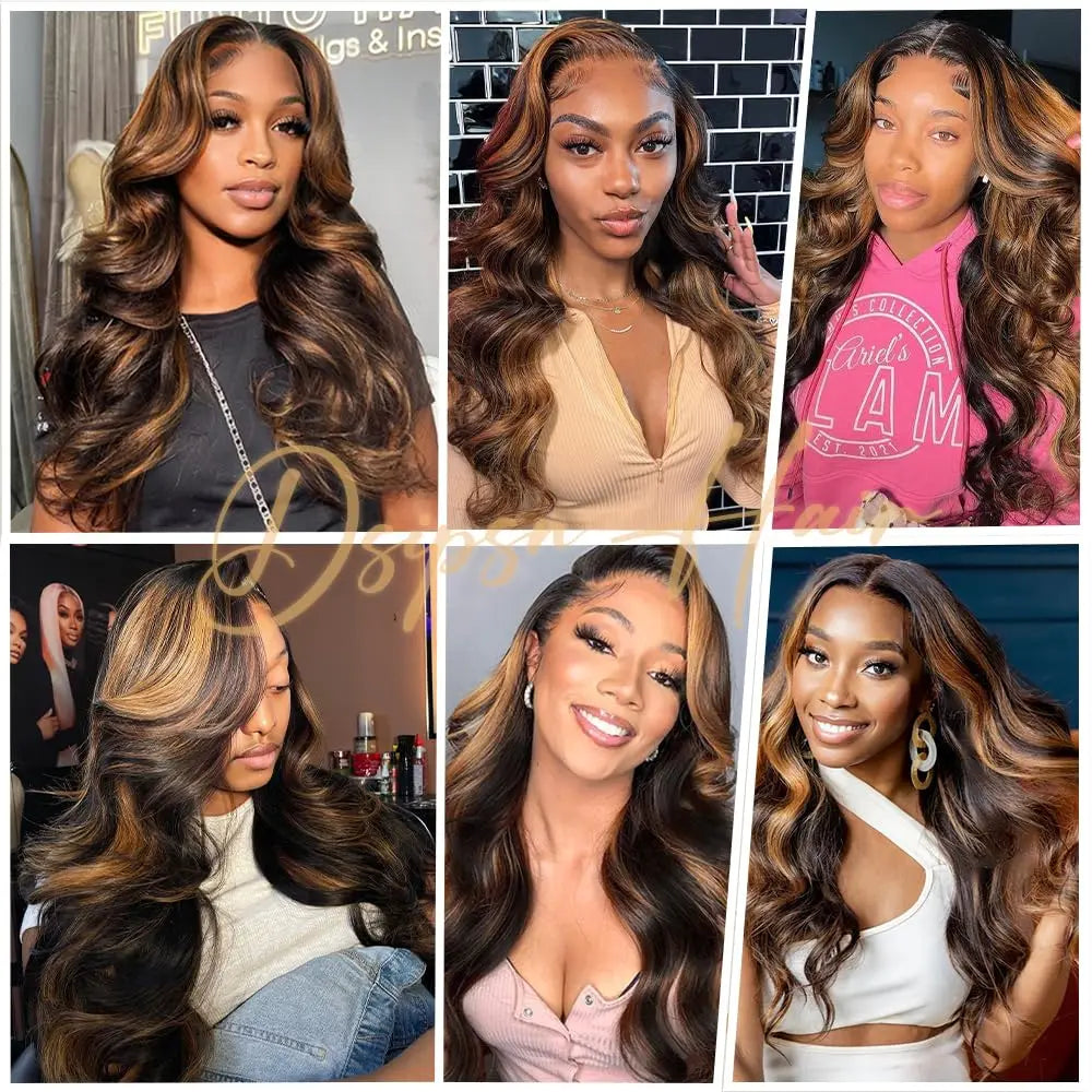 Ombre Lace Front Wig Human Hair 13x4 Glueless Wigs Pre Plucked pre cut Wear Go Glueless Wig 180% Density 1B/30 Body Wave