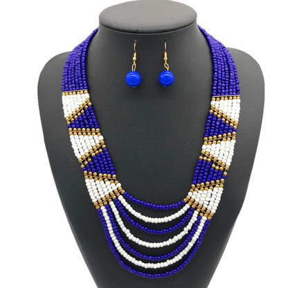 African Beads For Women Ethnic Statement Jewelry Sets Bohemian Necklace & Earrings