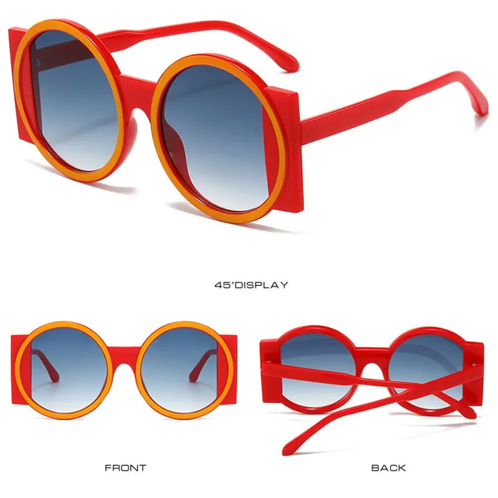 Fashion Oversized Round Sunglasses Women Contrast Color Shades UV400 Retro Unique Men Trending Gradient