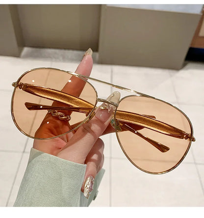 Oval Oversized Sunglasses Women Trendy Vintage Luxury Fashion Glasses