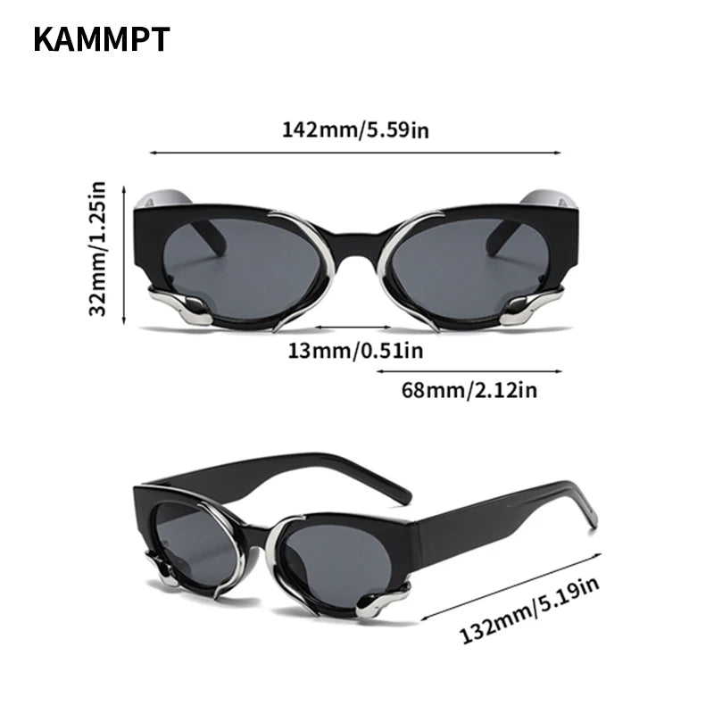 KAMMPT New in Cat Eye Women Sunglasses Fashion Snake Wrapped Round Vintage Shades Eyewear Luxury Brand Design UV400 Sun Glasses