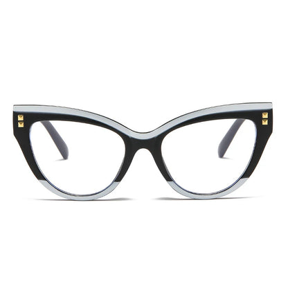 Anti Blue Light Optical Cat Eye Glasses Women Vintage Brand Designer Myopia Prescription Sexy Ladies Rivet Eye Glasses Frame