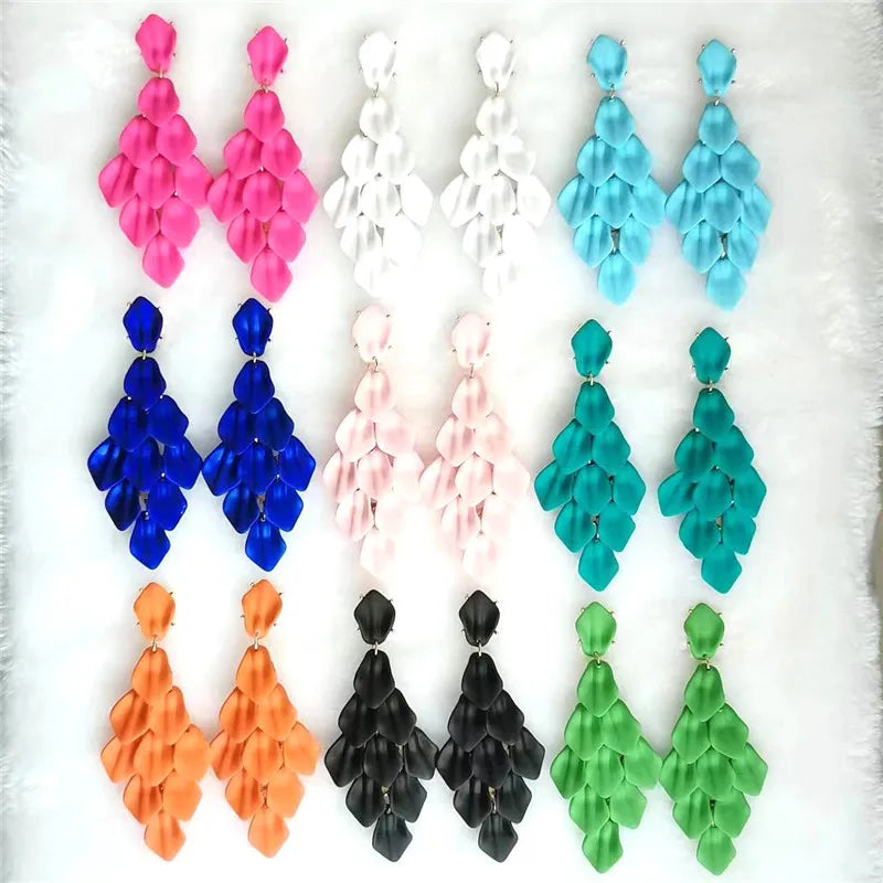 15 Colors Acrylic Petal Earrings For Women Handmade Design
