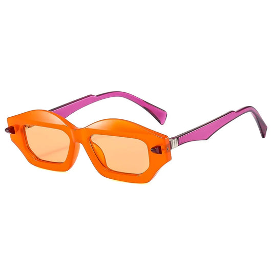 Unique Polygon Cat Eye Sunglasses Women Double Color Shades Retro Brand Designe Men Trending Rivets Gradient Sun Glasses UV400