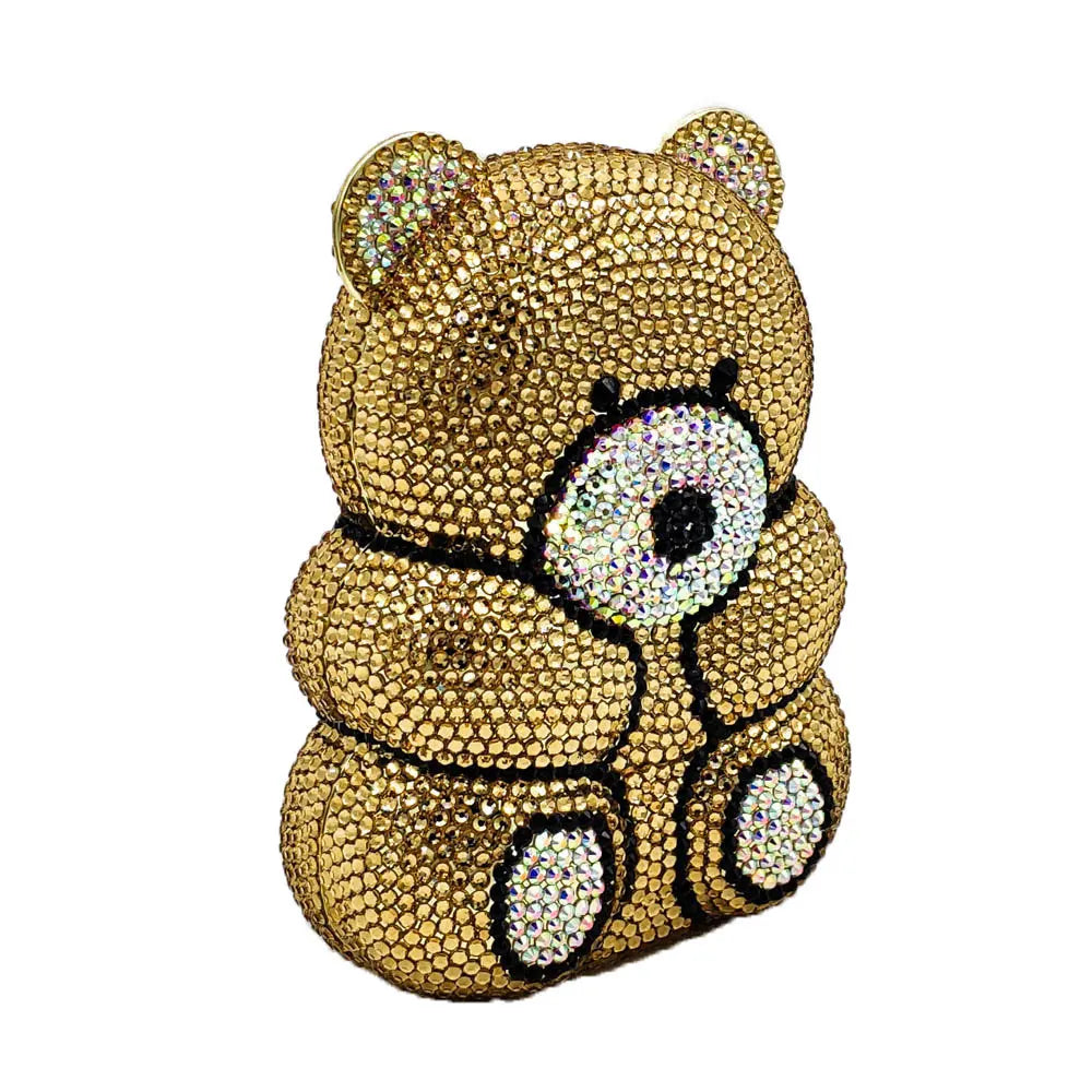 Animal Shaped Luxury Evening Bag Crystal Rhinestones Clutch Bag Party Wedding Bridal Purse Rhinestone Teddy Bear Purse Bag