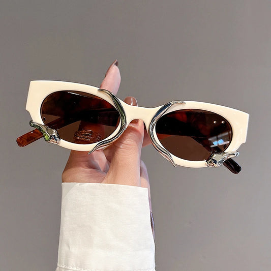 KAMMPT New in Cat Eye Women Sunglasses Fashion Snake Wrapped Round Vintage Shades Eyewear Luxury Brand Design UV400 Sun Glasses