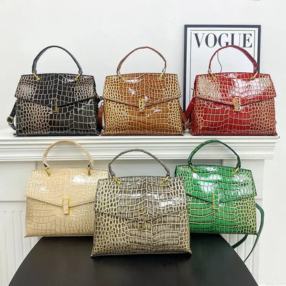 Leather Women's Handbags Crocodile Pattern Shoulder Messenger Bag