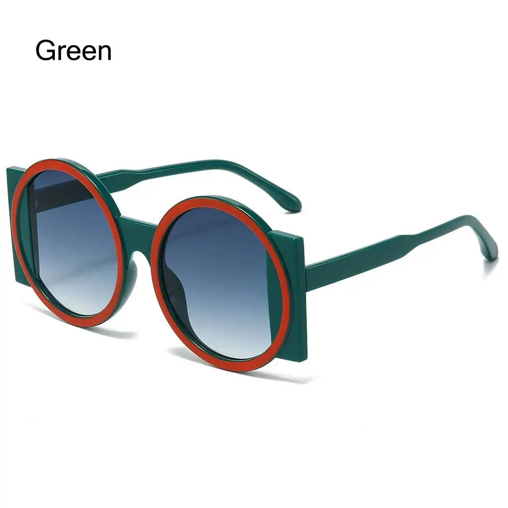 Fashion Oversized Round Sunglasses Women Contrast Color Shades UV400 Retro Unique Men Trending Gradient