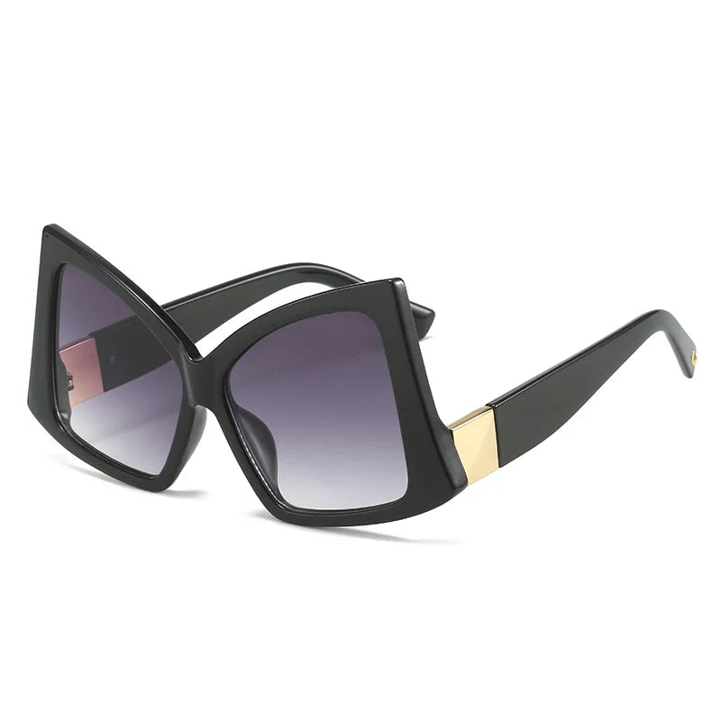 Irregular Square Sunglasses Double Color Frame Cat Eye