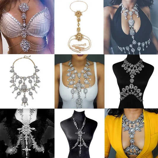 Multi-layer Crystal Chest Chain Necklace Accessory