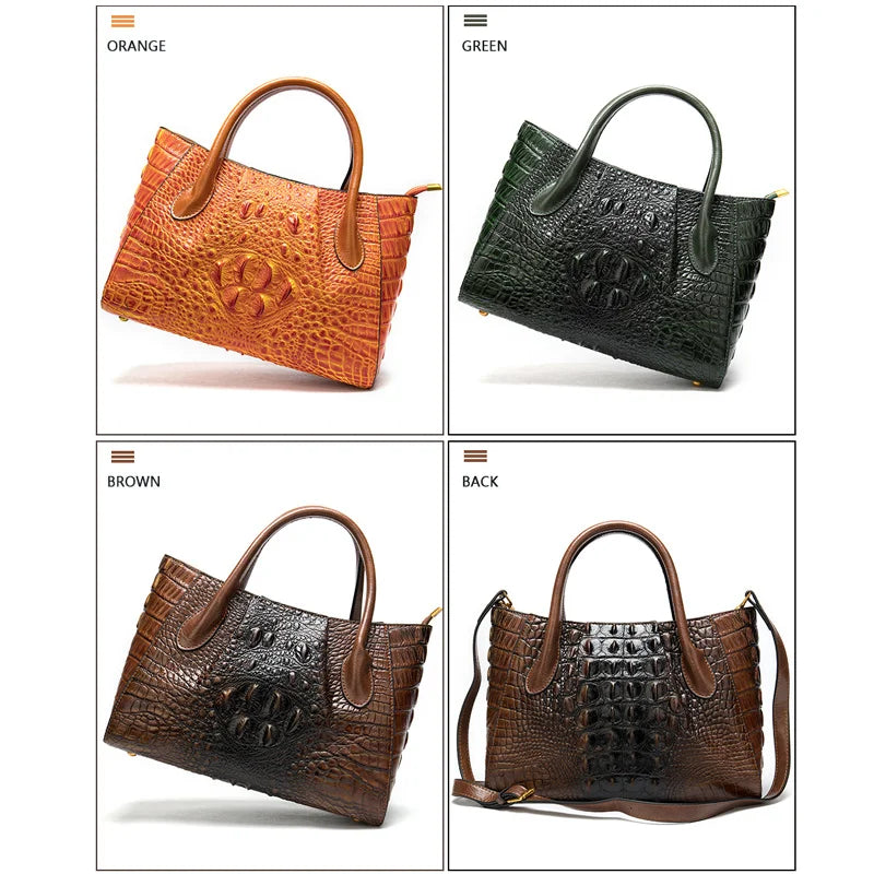 women's genuine leather handbag women ladies bag Crocodile pattern handbags designer tote-handle bags briefcase female