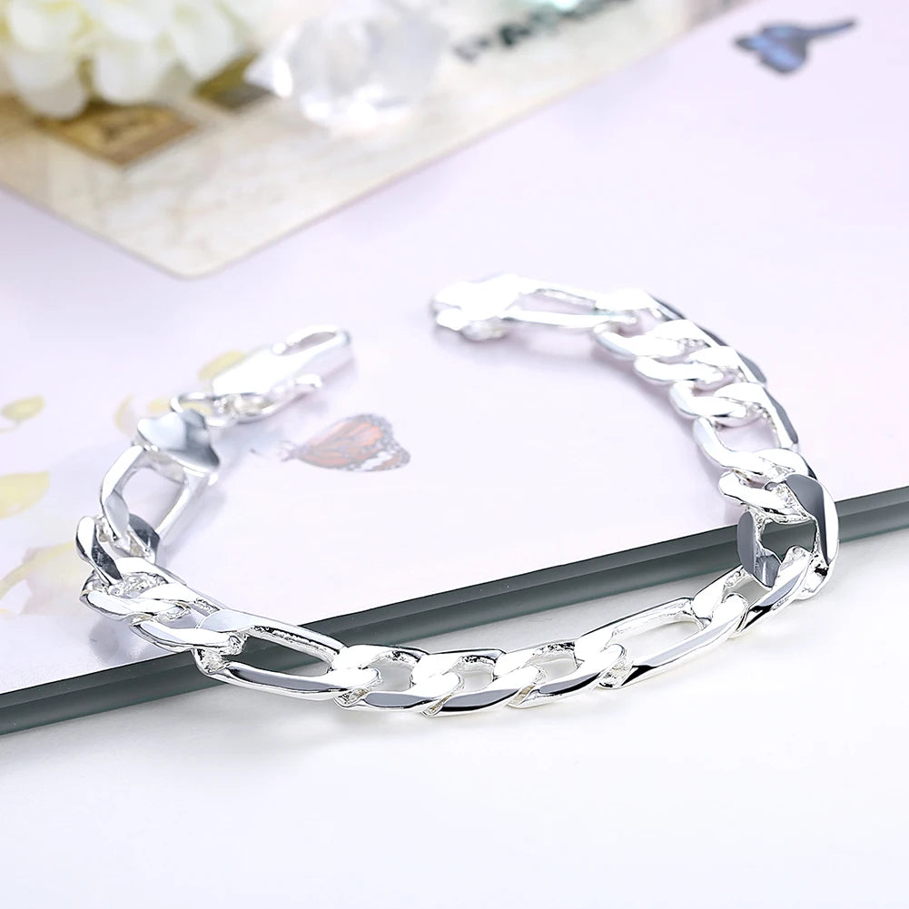 New Fine 925 Sterling silver classic 10MM geometry Chain bracelets neckalces fashion noble jewelry set for man women gifts