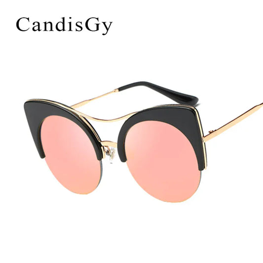 2023 Cat Eye Big Size Brand Designer Sunglasses Mirror PINK Rose Gold Sun Glasses Hot Classic Fashion female glasses