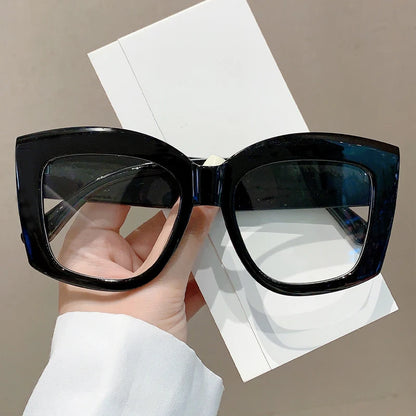 KAMMPT Oversized Square Eyeglasses Frames 2024 New in Vintage Non-prescription Women Eyewear Trendy Fashion Designer Spectacles