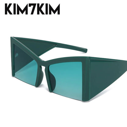 Oversized Cat Eye Sunglasses Women 2024 Trends Punk Semi Rimless Sun Glasses For Men Y2k Streetwear Shades Eyewear Gafas De Sol