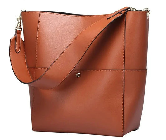 Vintage Genuine Leather Bucket Shoulder Bag