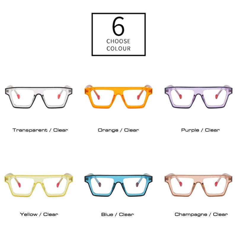 SHAUNA Retro Square Candy Color Glasses Frames