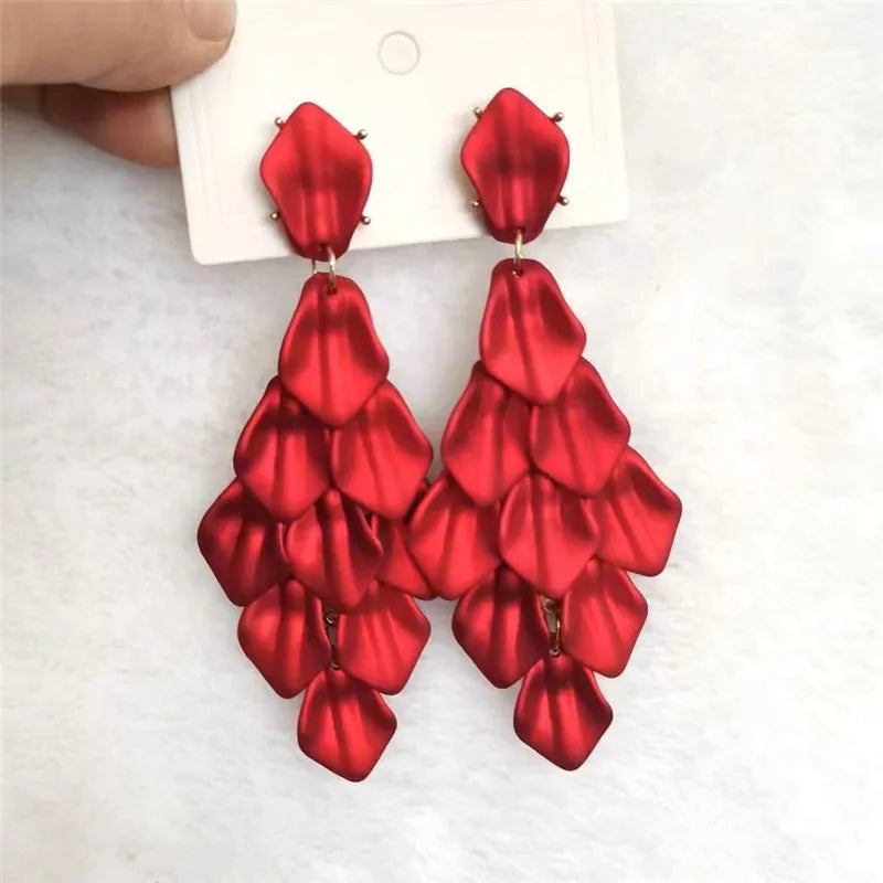 15 Colors Acrylic Petal Earrings For Women Handmade Design