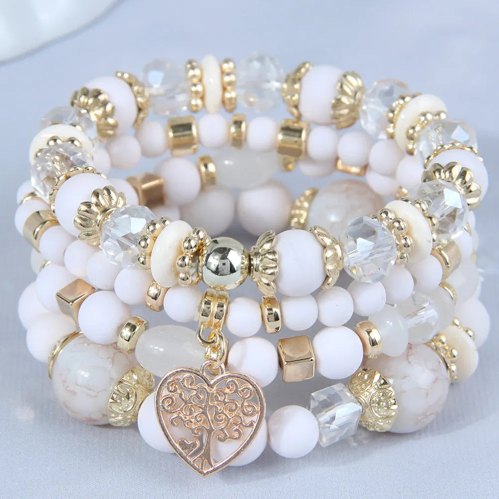 Bohemian White Crystal Beads Strand Bracelets